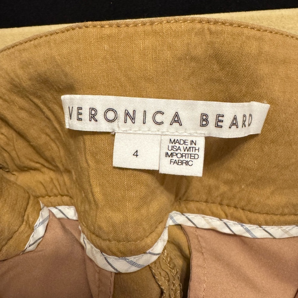 Veronica Beard Betty Stretch-Linen Tan High Waisted Shorts - Picture 8 of 13
